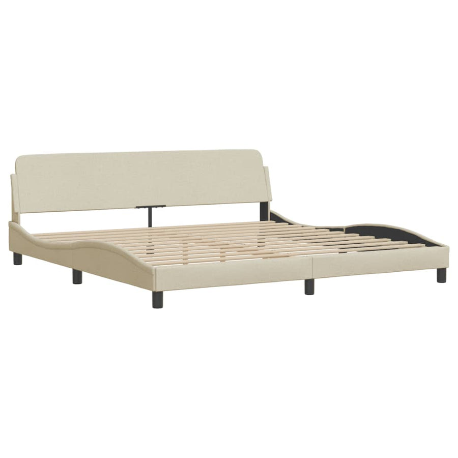 Bedframe Met Hoofdbord Stof Crèmekleurig 200X200 Cm