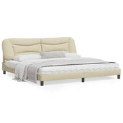 Bed frame without mattress "Hvar" fabric cream-colored 200x200 cm