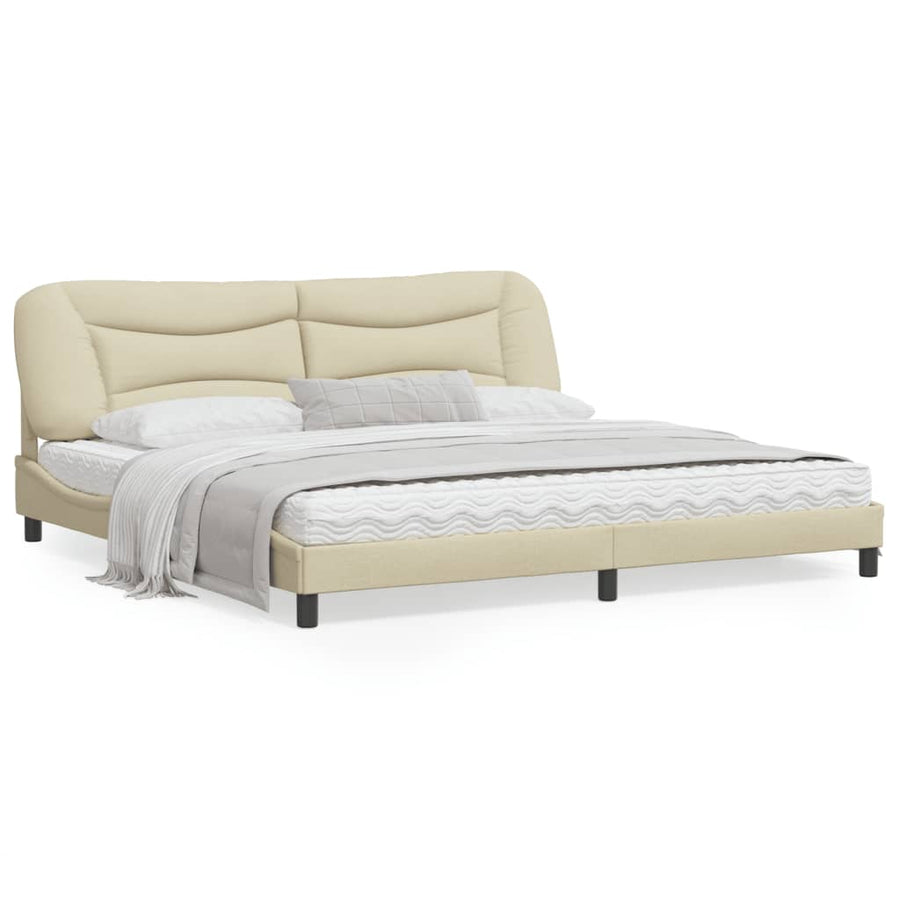 Bedframe Met Hoofdbord Stof Crèmekleurig 200X200 Cm
