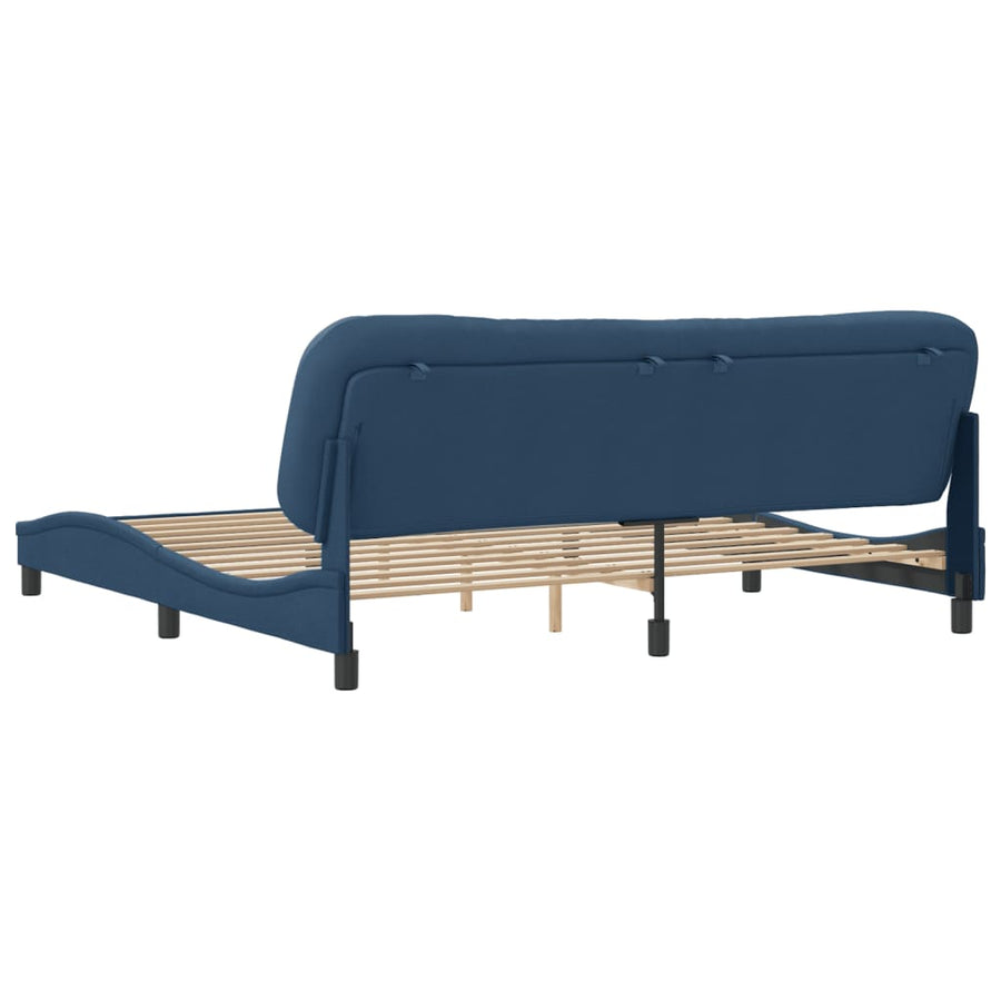 Bedframe Zonder Matras Stof 200 x 200 cm Blauw