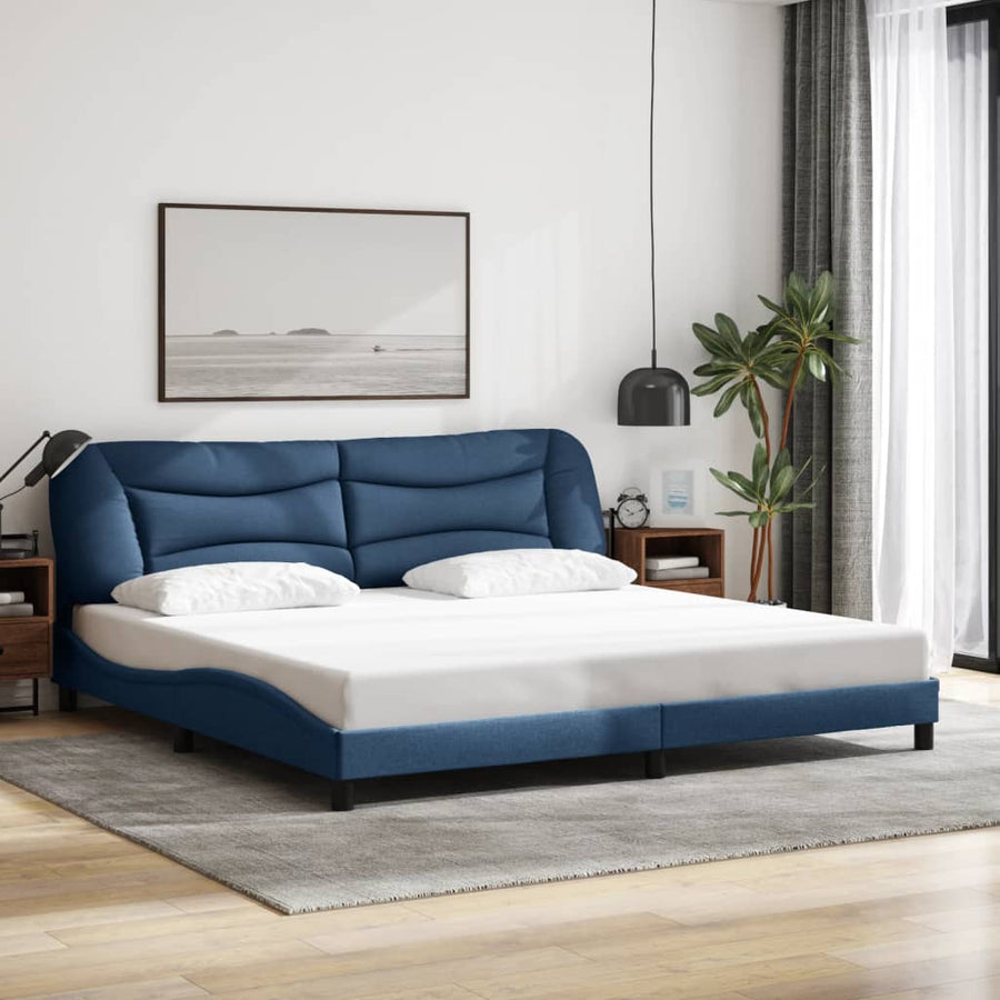 Bedframe Zonder Matras Stof 200 x 200 cm Blauw