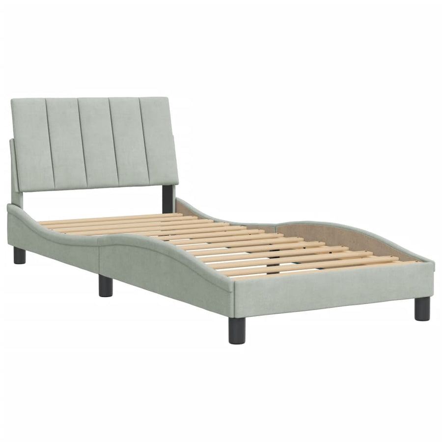 Bedframe Met Hoofdeinde Fluweel Lichtgrijs 80X200 Cm