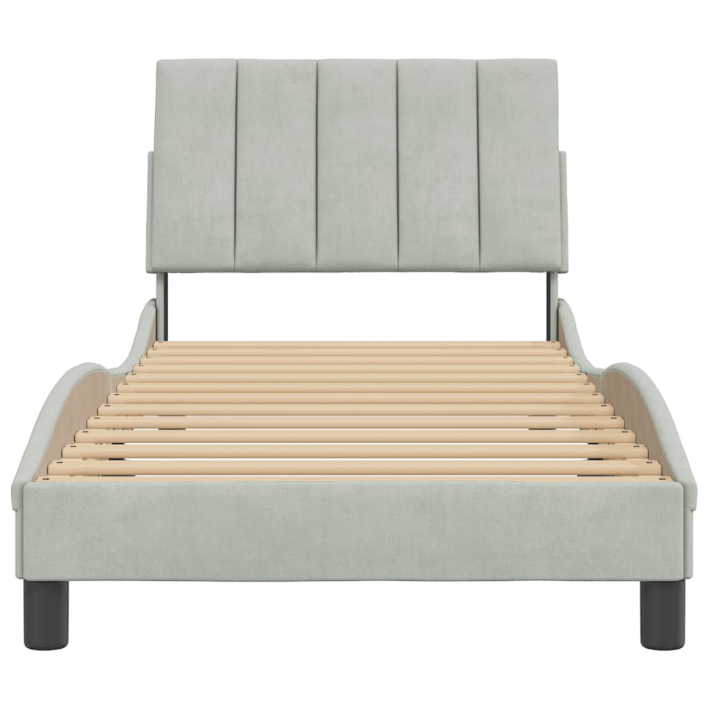 Bedframe Met Hoofdeinde Fluweel Lichtgrijs 80X200 Cm