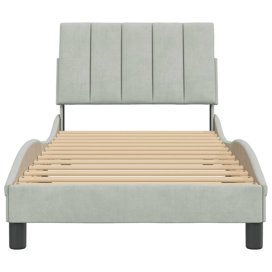 Bedframe Met Hoofdeinde Fluweel Lichtgrijs 80X200 Cm