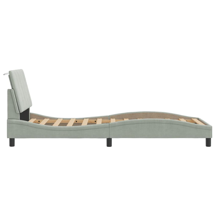 Bedframe Met Hoofdeinde Fluweel Lichtgrijs 80X200 Cm