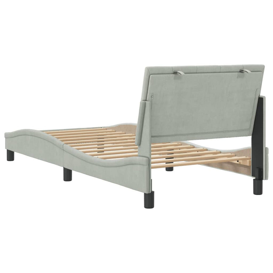 Bedframe Met Hoofdeinde Fluweel Lichtgrijs 80X200 Cm