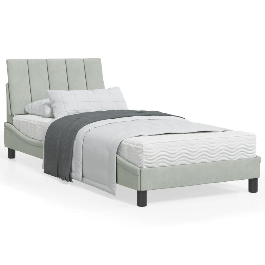Bedframe Met Hoofdeinde Fluweel Lichtgrijs 80X200 Cm