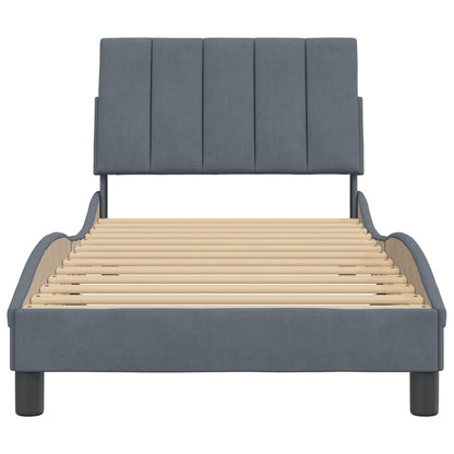 Bedframe Met Hoofdeinde Fluweel Donkergrijs 80X200 Cm