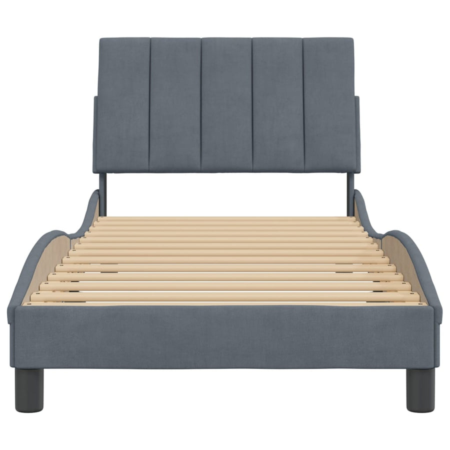 Bedframe Met Hoofdeinde Fluweel Donkergrijs 80X200 Cm