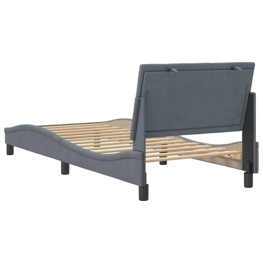 Bedframe Met Hoofdeinde Fluweel Donkergrijs 80X200 Cm