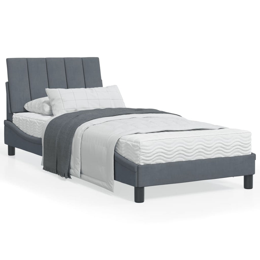 Bedframe Met Hoofdeinde Fluweel Donkergrijs 80X200 Cm