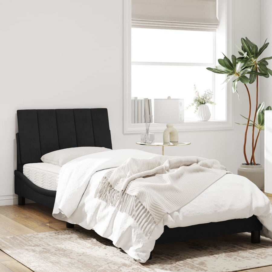 Bedframe Met Hoofdeinde Fluweel Zwart 80X200 Cm