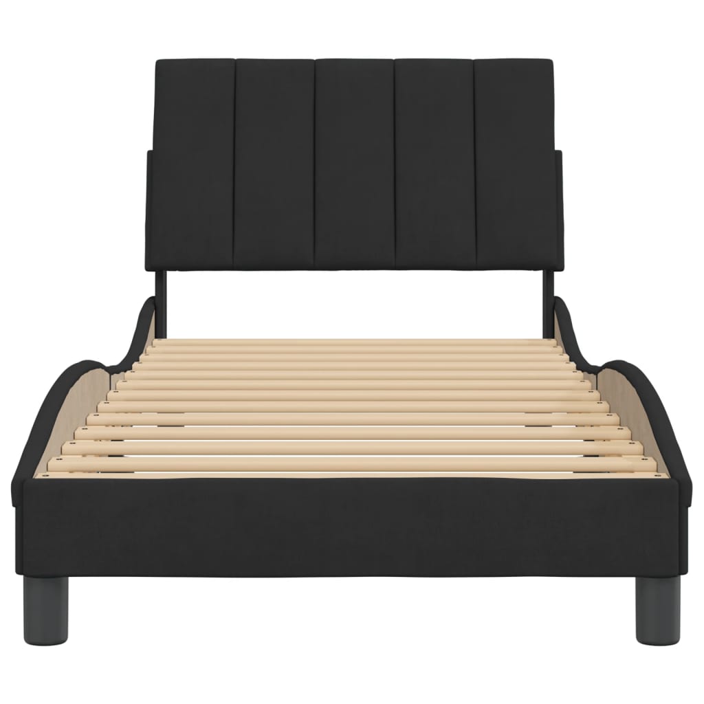 Bedframe Met Hoofdeinde Fluweel Zwart 80X200 Cm