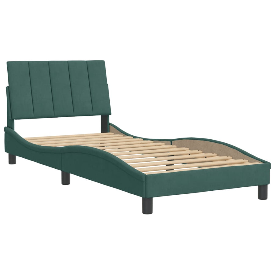 Bedframe Met Hoofdeinde Fluweel 80 x 200 cm Donkergroen
