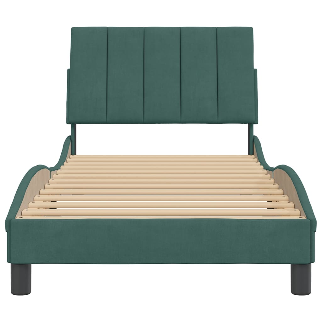 Bedframe Met Hoofdeinde Fluweel 80 x 200 cm Donkergroen