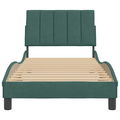 Bedframe Met Hoofdeinde Fluweel 80 x 200 cm Donkergroen