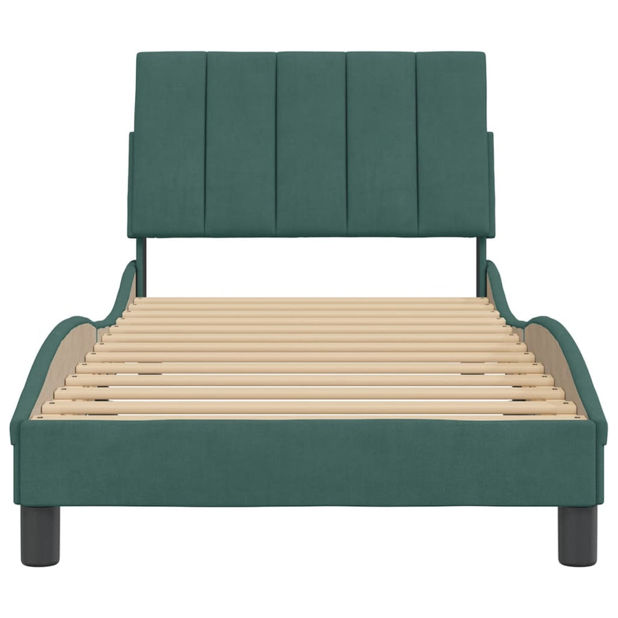 Bedframe Met Hoofdeinde Fluweel 80 x 200 cm Donkergroen