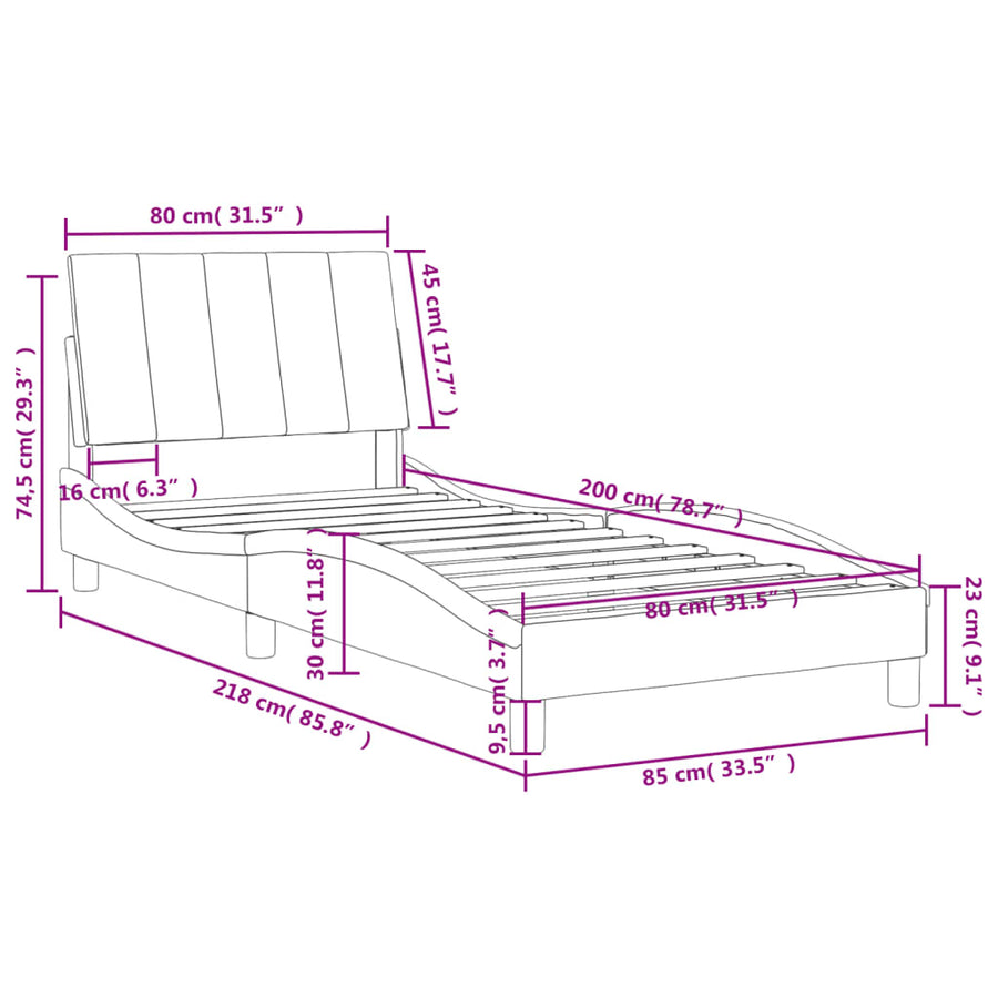 Bedframe Met Hoofdbord Fluweel Blauw 80X200 Cm