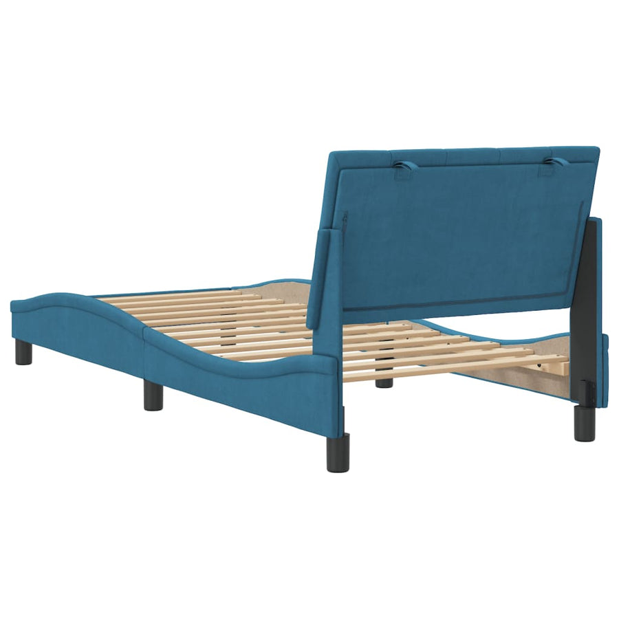 Bedframe Met Hoofdbord Fluweel Blauw 80X200 Cm