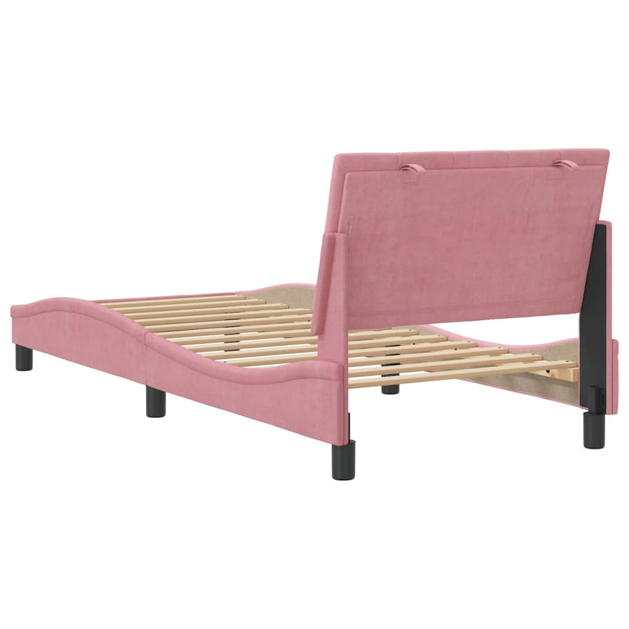 Bedframe Met Hoofdeinde Fluweel Roze 80X200 Cm