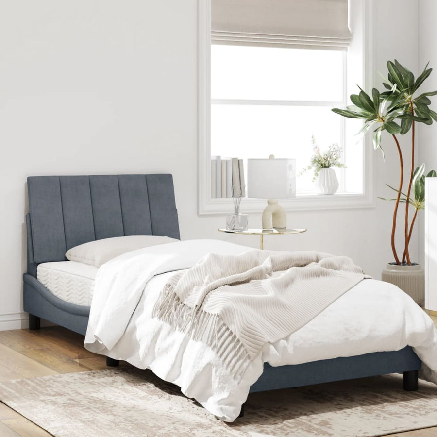 Bedframe Met Hoofdeinde Fluweel Donkergrijs 90X190 Cm
