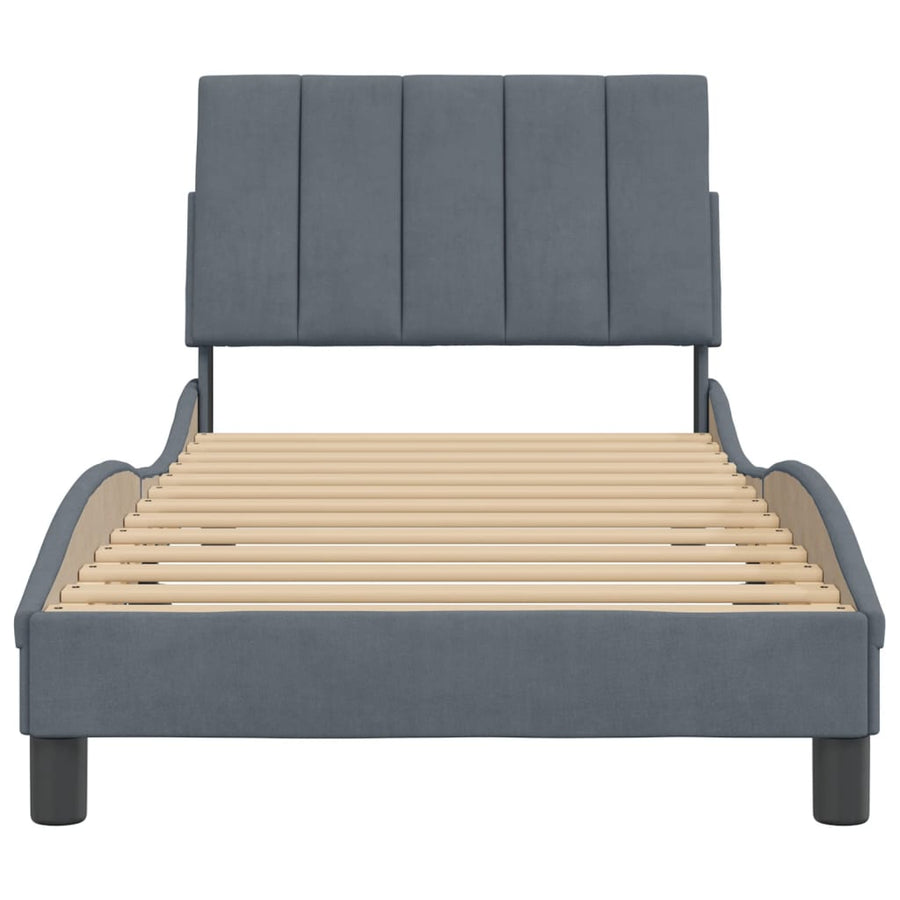 Bedframe Met Hoofdeinde Fluweel Donkergrijs 90X190 Cm