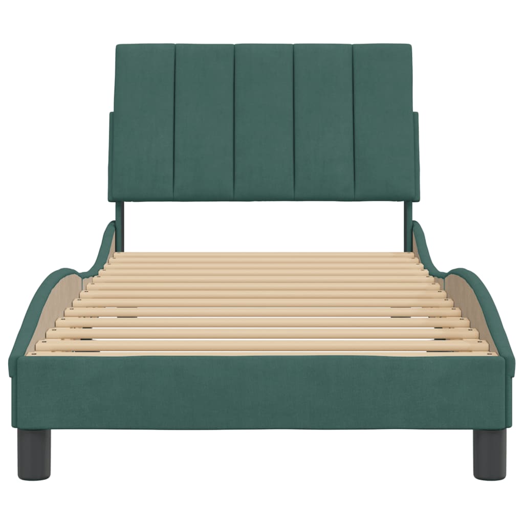 Bedframe Met Hoofdeinde Fluweel Donkergroen 90X190 Cm