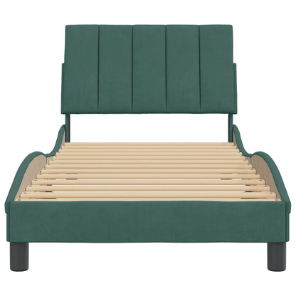 Bedframe Met Hoofdeinde Fluweel Donkergroen 90X190 Cm