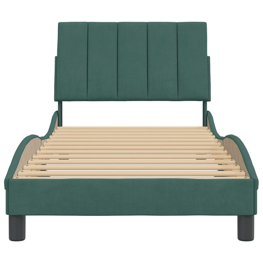 Bedframe Met Hoofdeinde Fluweel Donkergroen 90X190 Cm