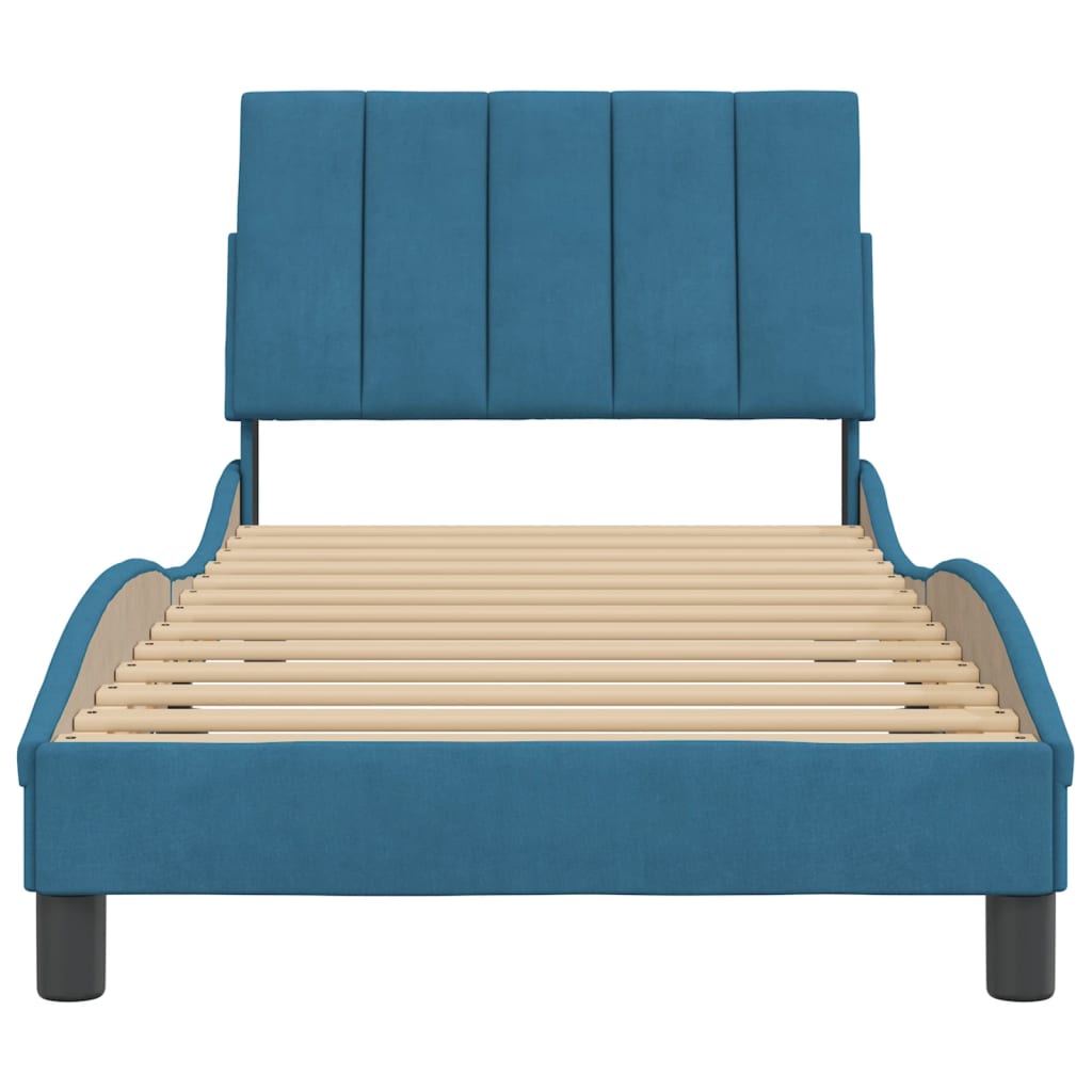 Bedframe Met Hoofdeinde Fluweel Blauw 90X190 Cm