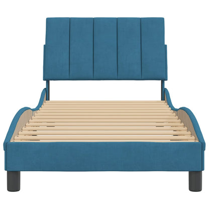 Bedframe Met Hoofdeinde Fluweel Blauw 90X190 Cm