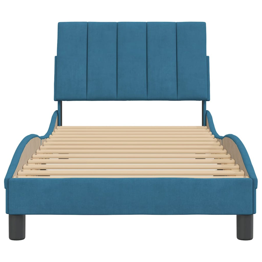 Bedframe Met Hoofdeinde Fluweel Blauw 90X190 Cm