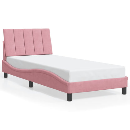 Bedframe Met Hoofdeinde Fluweel 90 x 190 cm Roze