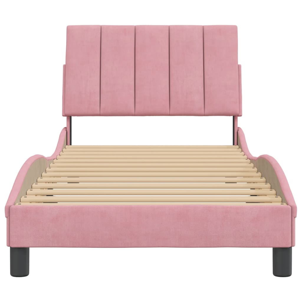 Bedframe Met Hoofdeinde Fluweel 90 x 190 cm Roze