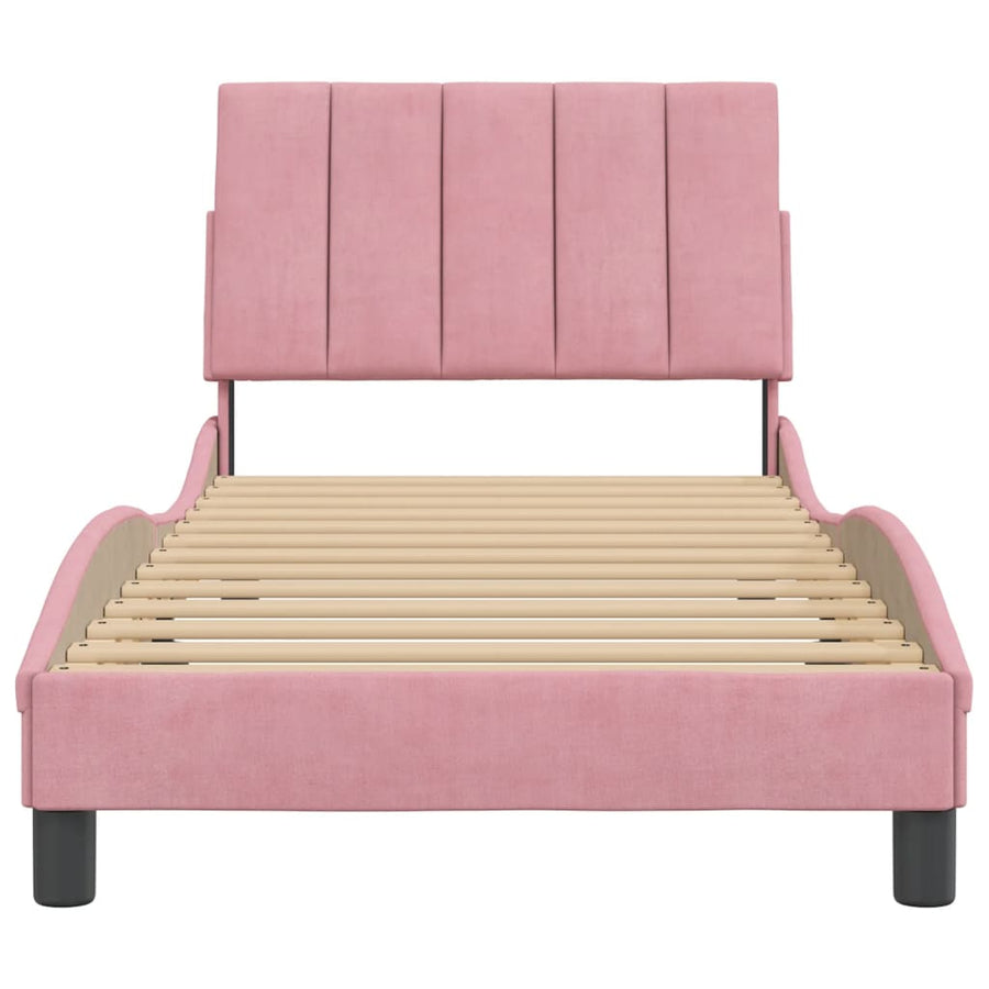 Bedframe Met Hoofdeinde Fluweel 90 x 190 cm Roze