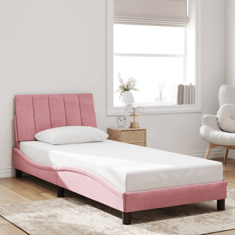 Bedframe Met Hoofdeinde Fluweel 90 x 190 cm Roze
