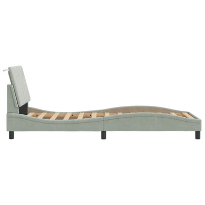 Bedframe Met Hoofdeinde Fluweel Lichtgrijs 90X200 Cm
