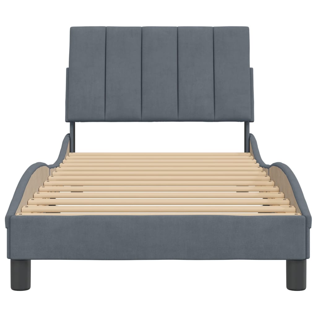 Bedframe Met Hoofdeinde Fluweel Donkergrijs 90X200 Cm