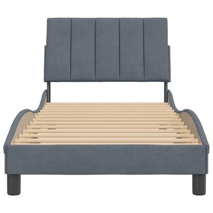 Bedframe Met Hoofdeinde Fluweel Donkergrijs 90X200 Cm