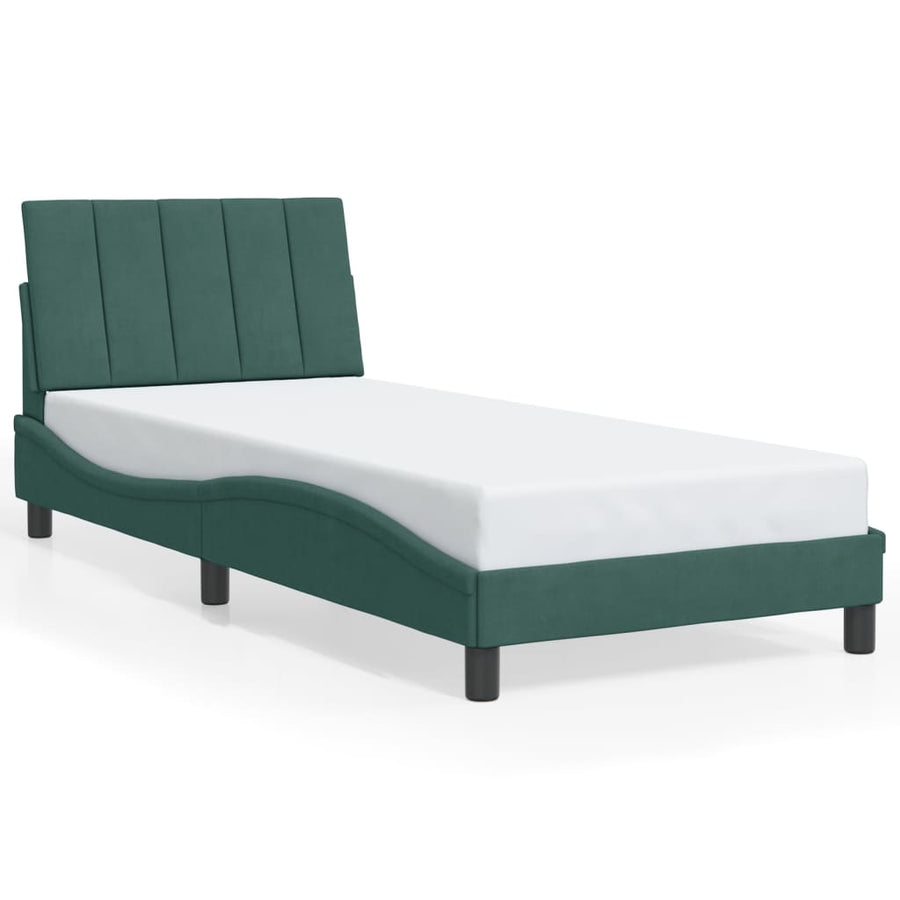 Bedframe Zonder Matras Fluweel 90 x 200 cm Donkergroen