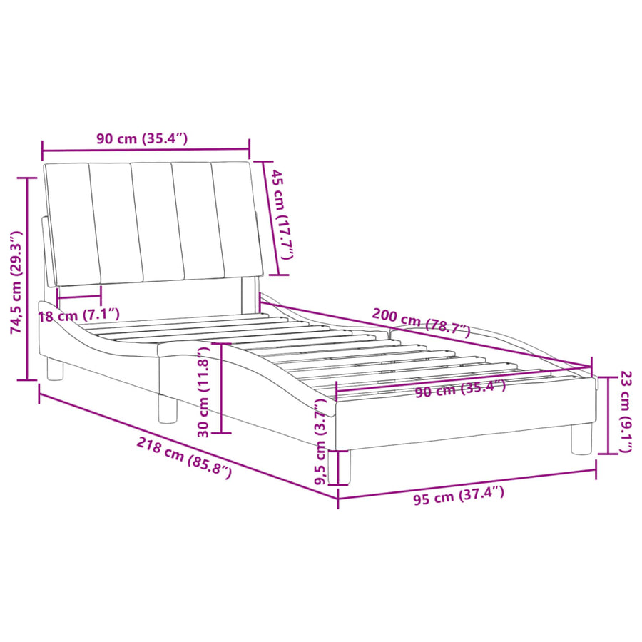 Bedframe Zonder Matras Fluweel 90 x 200 cm Donkergroen