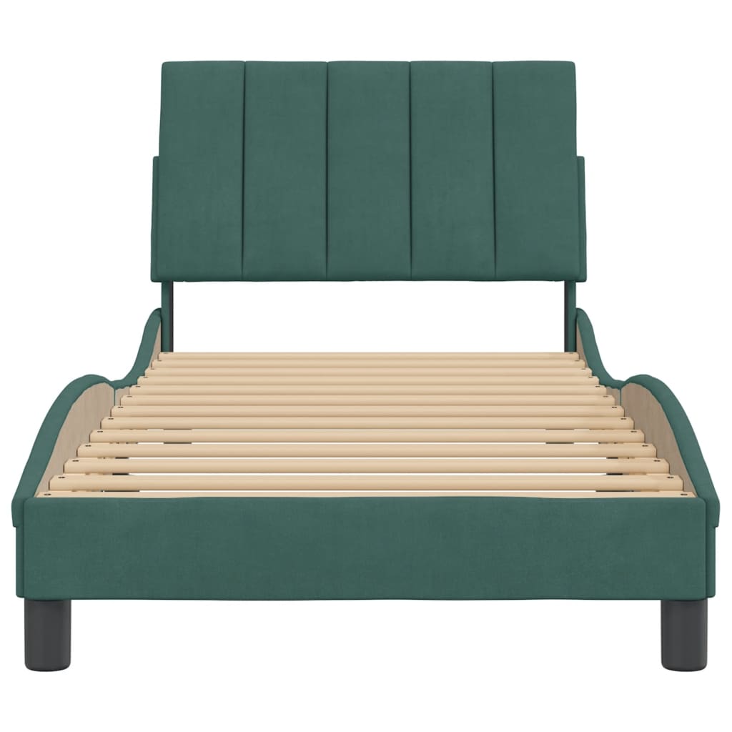 Bedframe Zonder Matras Fluweel 90 x 200 cm Donkergroen