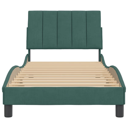 Bedframe Zonder Matras Fluweel 90 x 200 cm Donkergroen