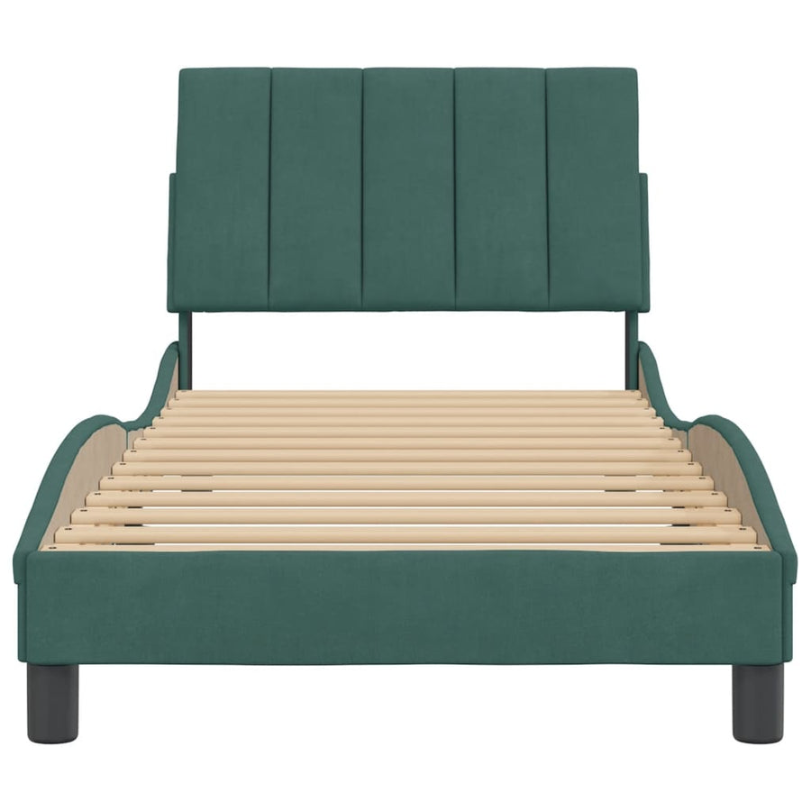 Bedframe Zonder Matras Fluweel 90 x 200 cm Donkergroen