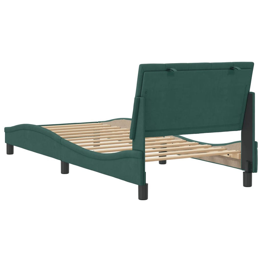 Bedframe Zonder Matras Fluweel 90 x 200 cm Donkergroen