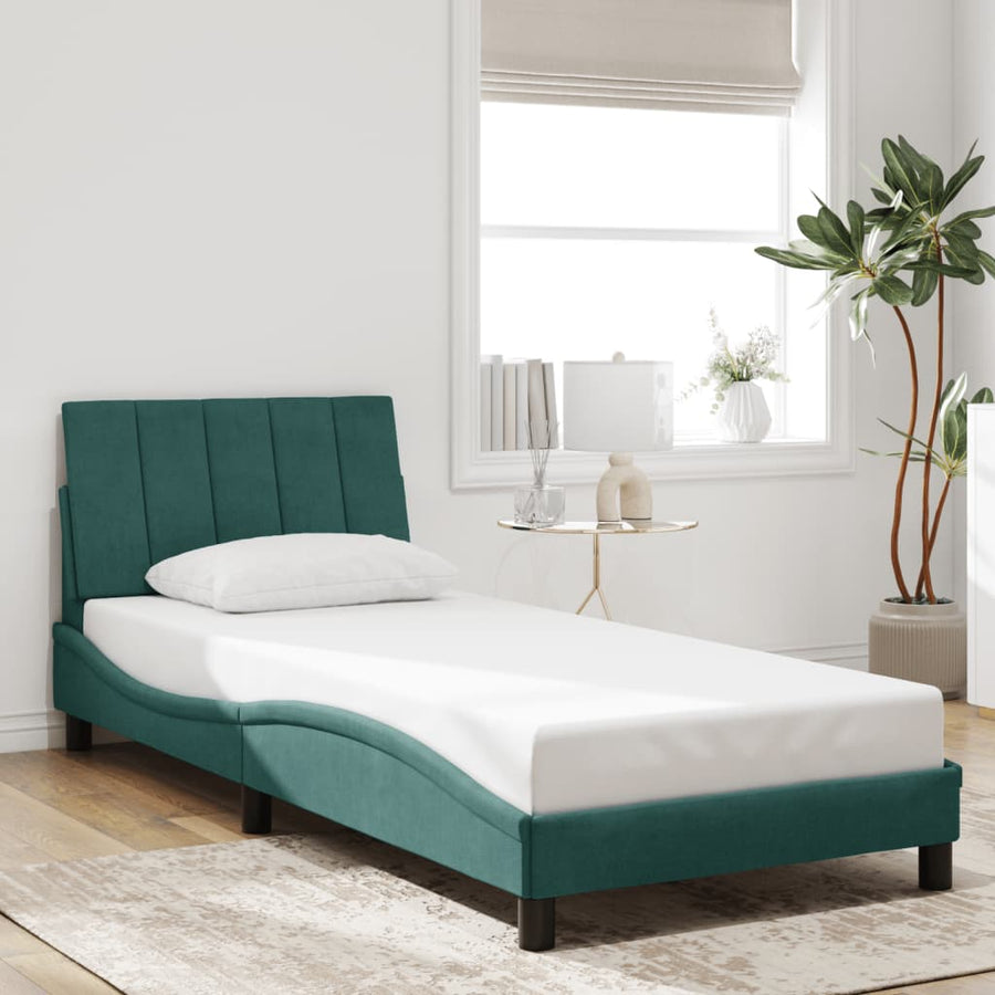 Bedframe Zonder Matras Fluweel 90 x 200 cm Donkergroen