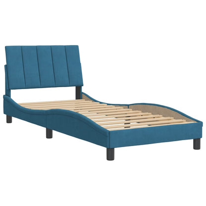 Bedframe Met Hoofdbord Fluweel Blauw 90X200 Cm