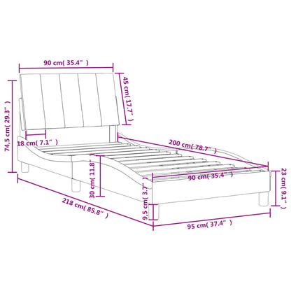 Bedframe Met Hoofdbord Fluweel Blauw 90X200 Cm