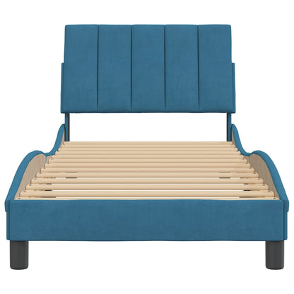Bedframe Met Hoofdbord Fluweel Blauw 90X200 Cm