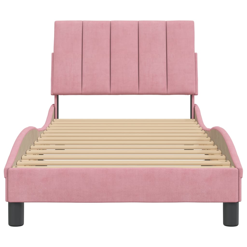 Bedframe Met Hoofdeinde Fluweel Roze 90X200 Cm